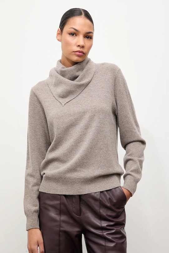 

Свитер из мериносовой шерсти с шарфом Answear.Lab, коричневый