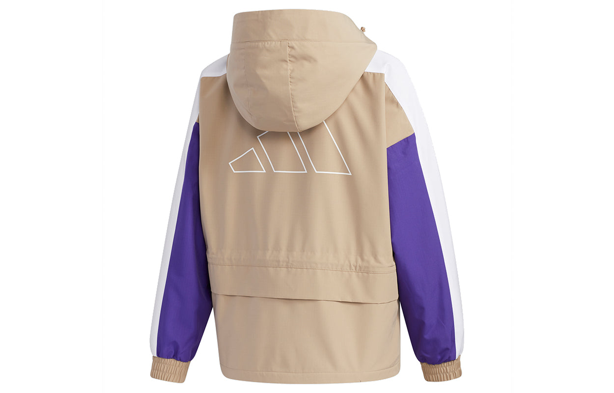 Футболка (WMNS) adidas Cny Jkt New Year Series Patchwork Print Pattern Sports Hooded Jacket Khaki Brown — фото 2