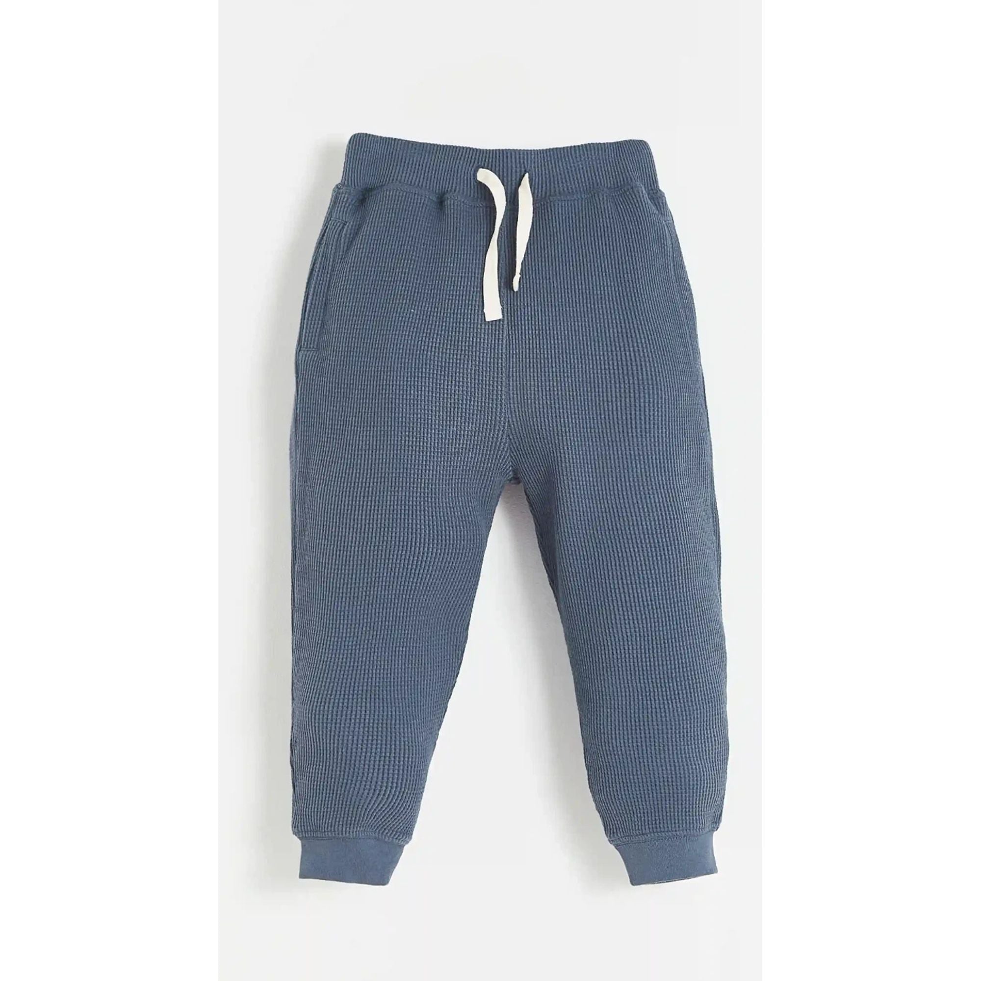 

Детские спортивные штаны в вафельной расцветке Babycottons, синий графит