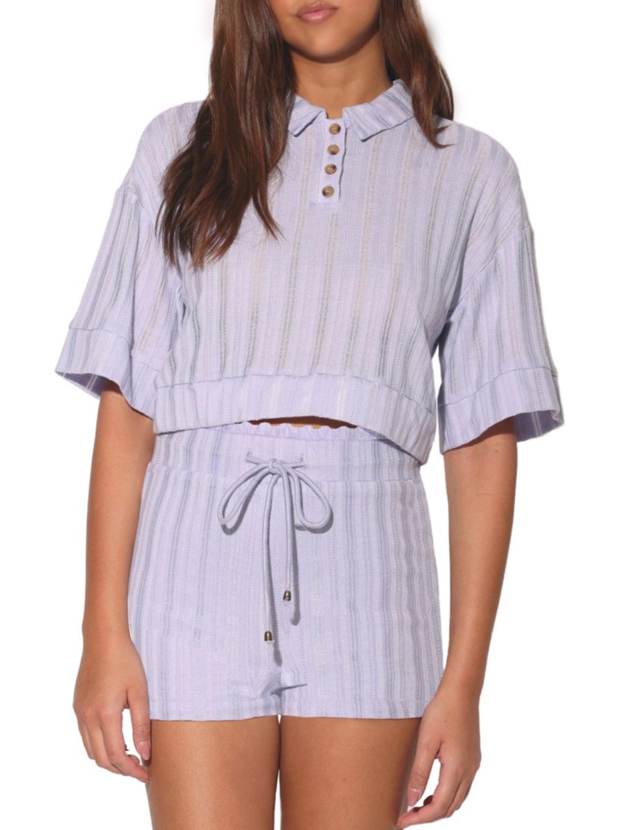 

Полосатый трикотажный топ-поло Renee Walter Baker, цвет Lavender