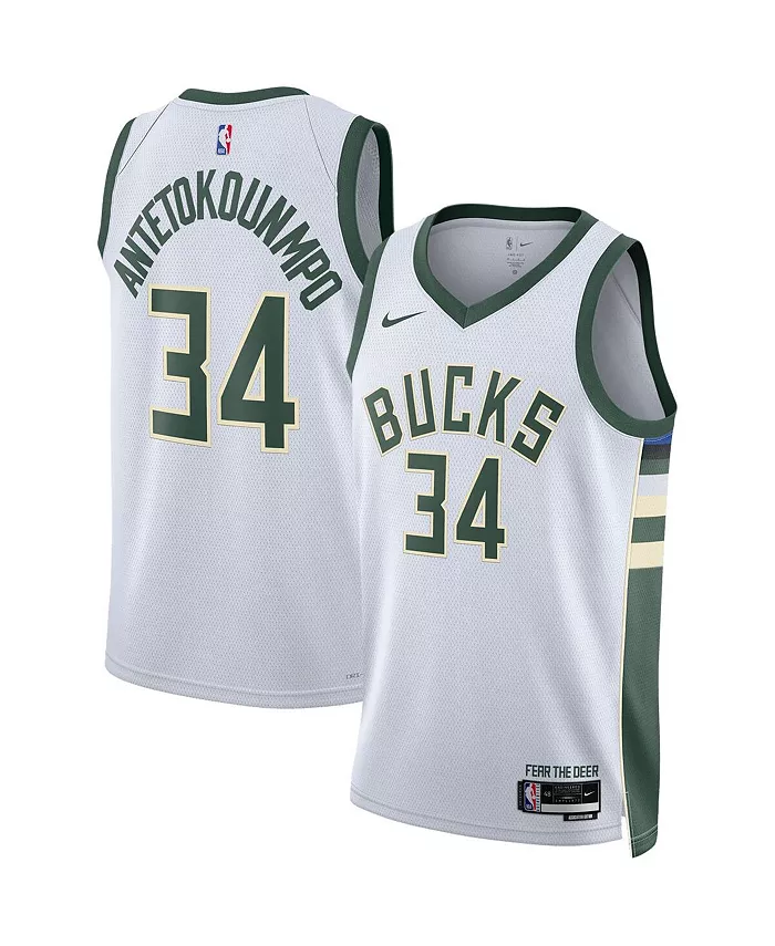 

Мужская и женская баскетбольная майка Giannis Antetokounmpo Milwaukee Bucks Swingman Nike, белый