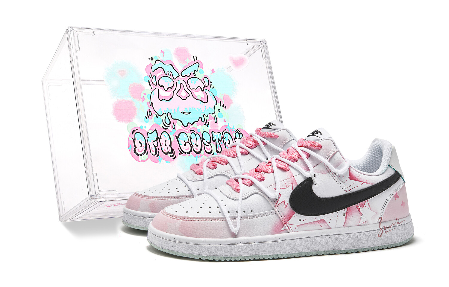 

Кроссовки Nike Court Vision 1 Skateboarding Shoes Men Low-top Pink/white/black, белый