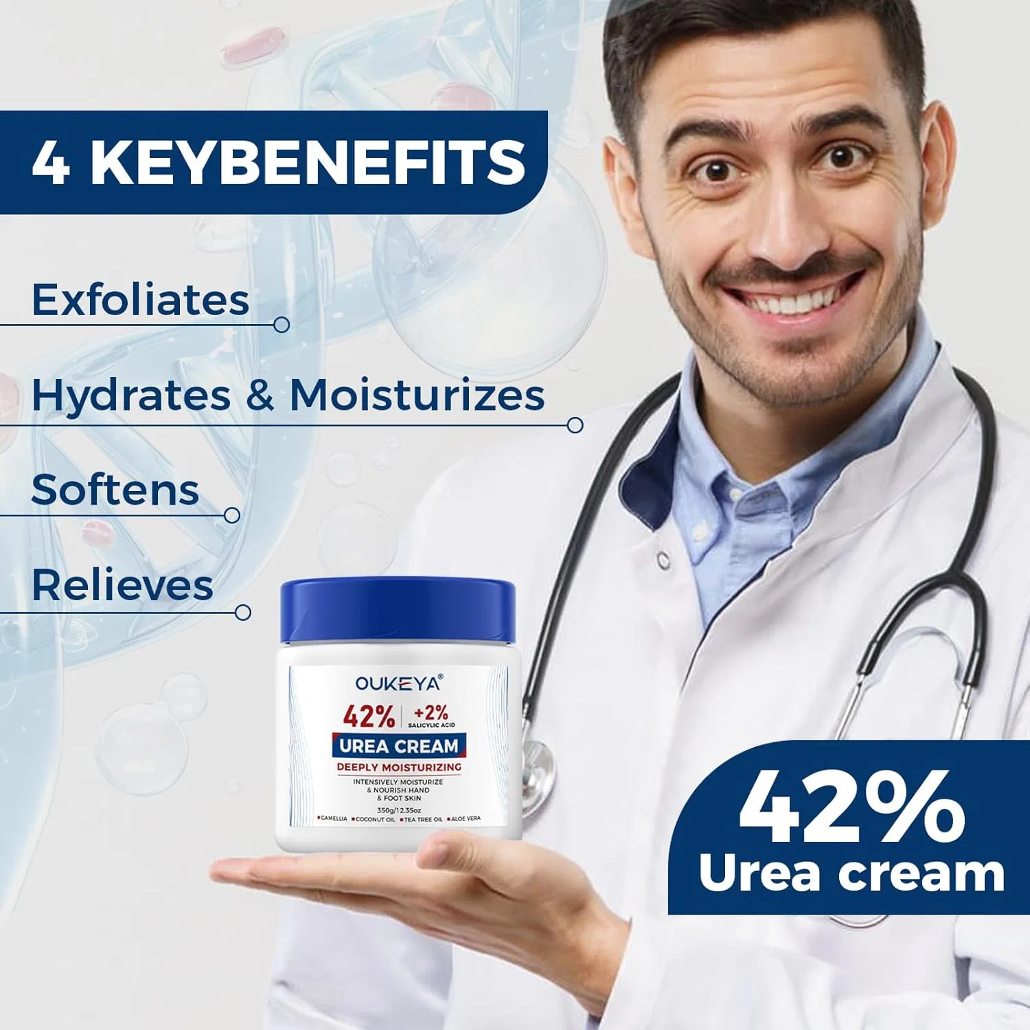 Крем для ног с мочевиной 42% и салициловой кислотой 2% OUKEYA Oukeya, 350 G — фото 4