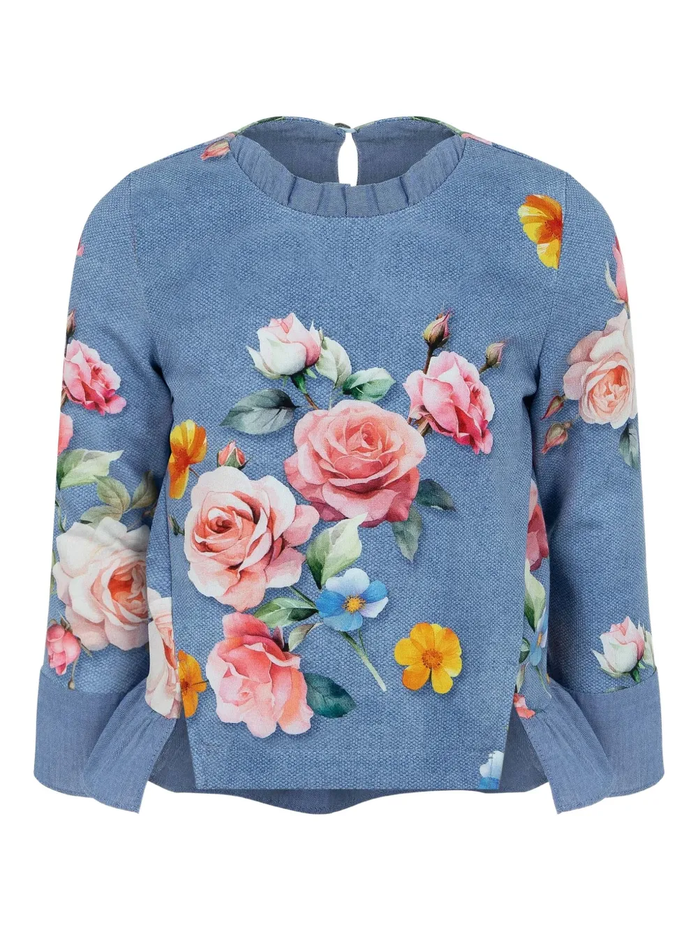 

Топ с оборками и цветочным принтом Lapin House, синий