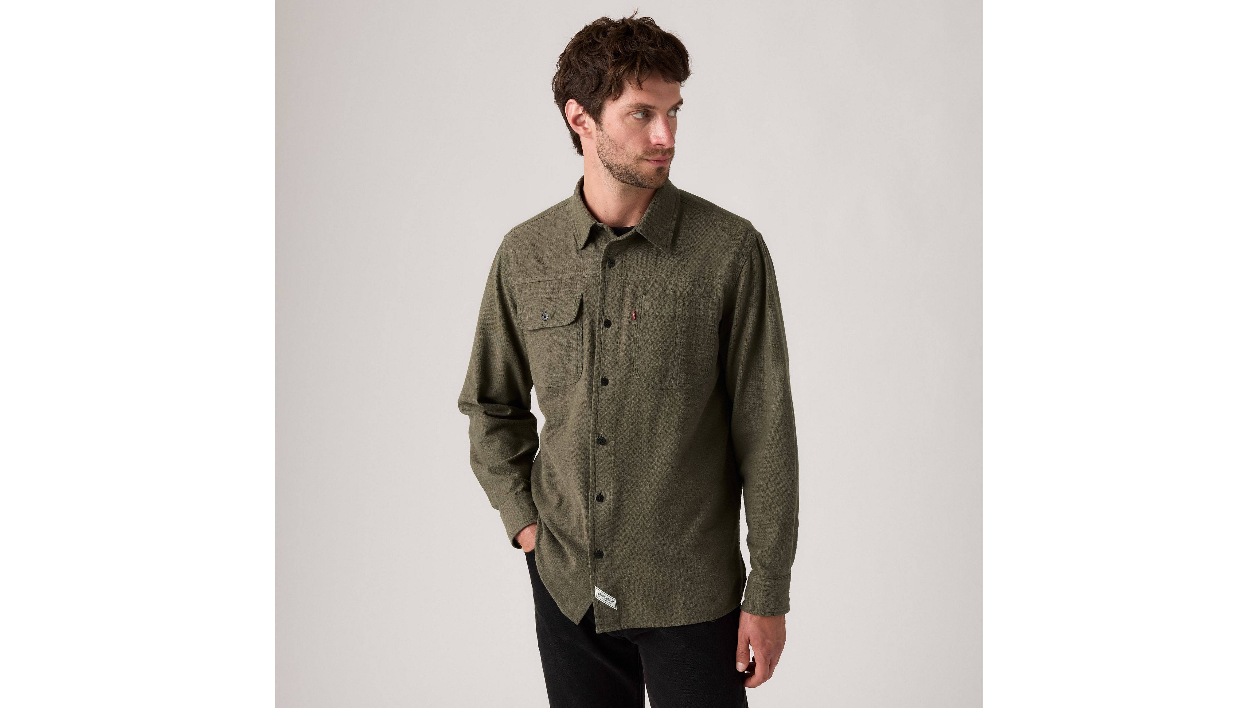 

Рубашка Auburn Worker с длинными рукавами Levi's, Danny Herringbone - Green