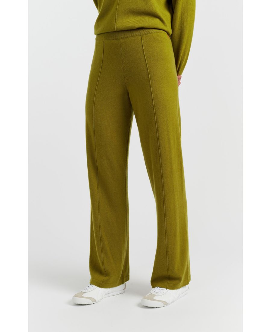 

Женские спортивные брюки из шерсти и кашемира с широкими штанинами Chinti & Parker, Olive