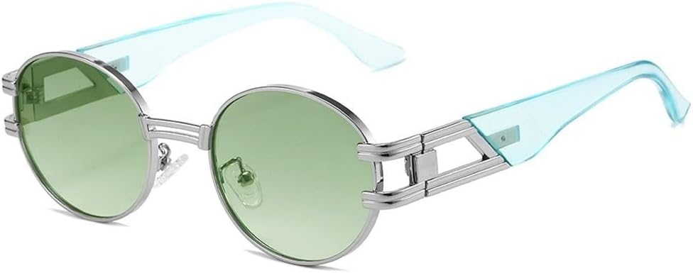 

Модные готические овальные солнцезащитные очки в стиле панк с металлической оправой и защитой от УФ-излучения UV400, круглые солнцезащитные очки для женщин и мужчин KTUCN, Gradient Dark Green