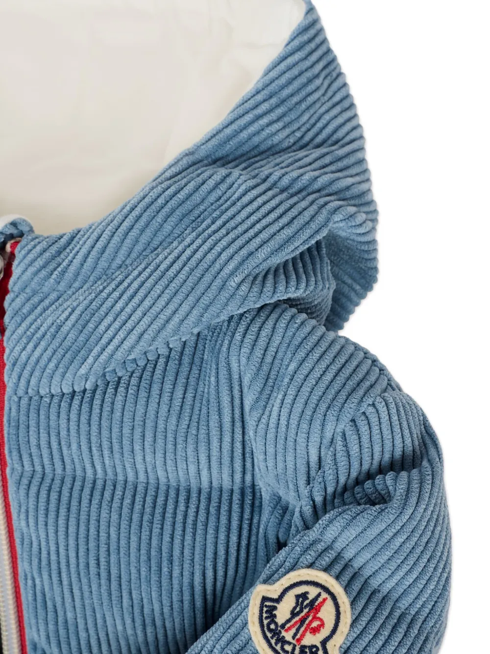 Вельветовая утепленная куртка Moncler Enfant, синий — фото 3