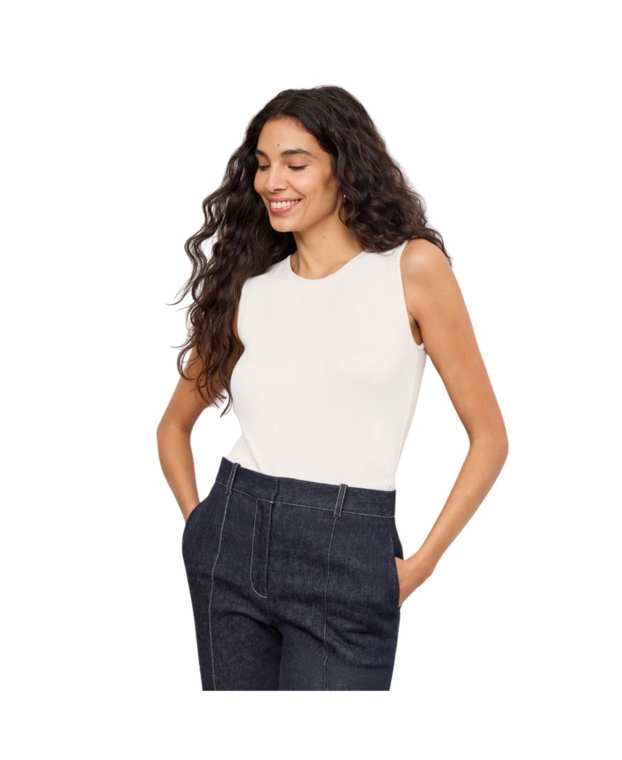 

Женская майка Paige из ребристого хлопка пима MMLaFleur, Ivory