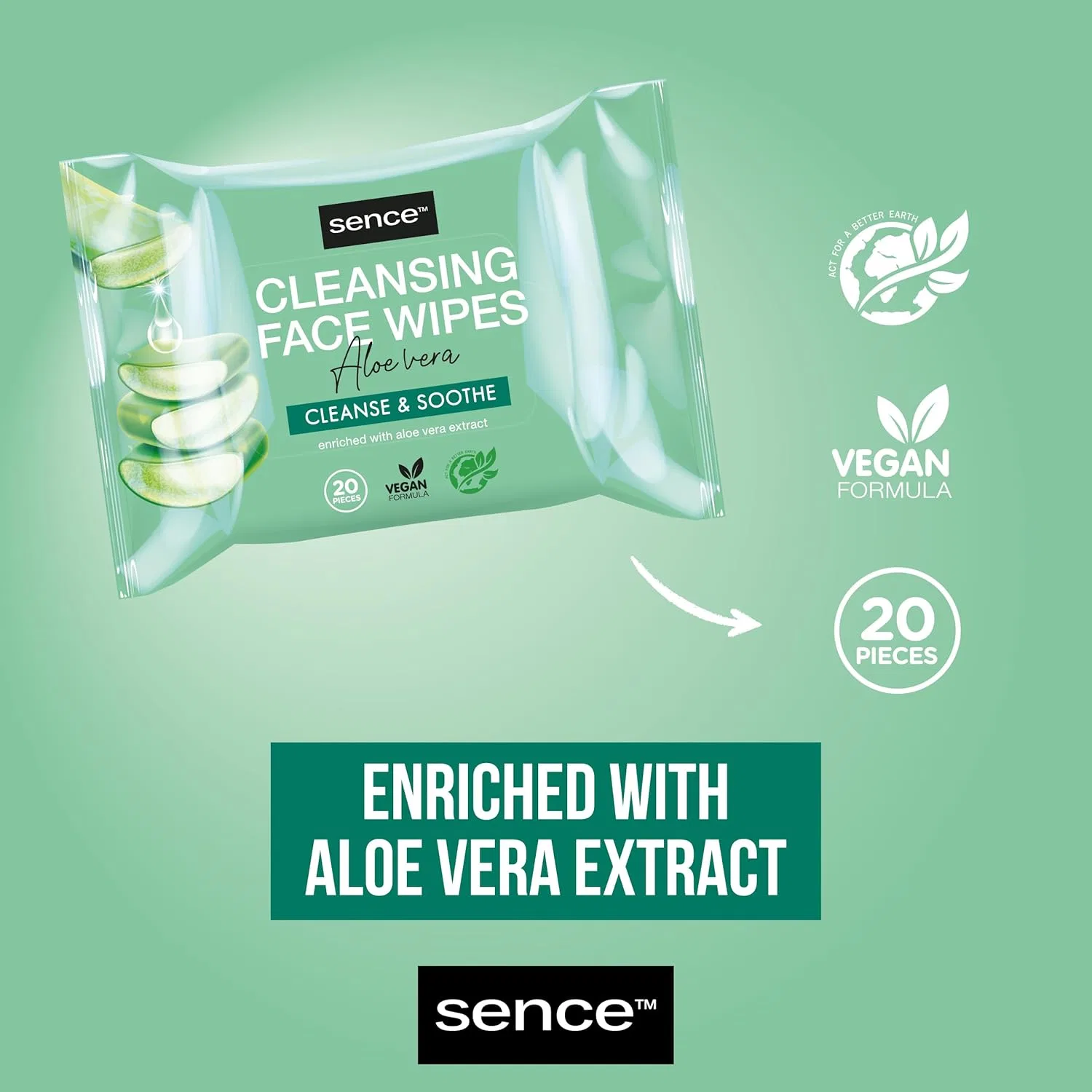 Набор салфеток для очищения лица Sence Aloe Vera, 6х20 шт. Sence — фото 4