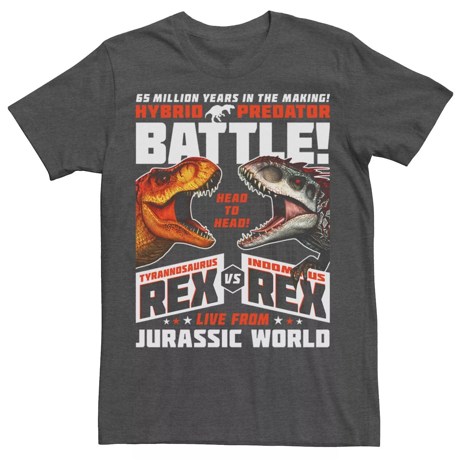 

Мужская футболка с графическим плакатом «Мир Юрского периода T-Rex VS I-Rex Battle» Licensed Character