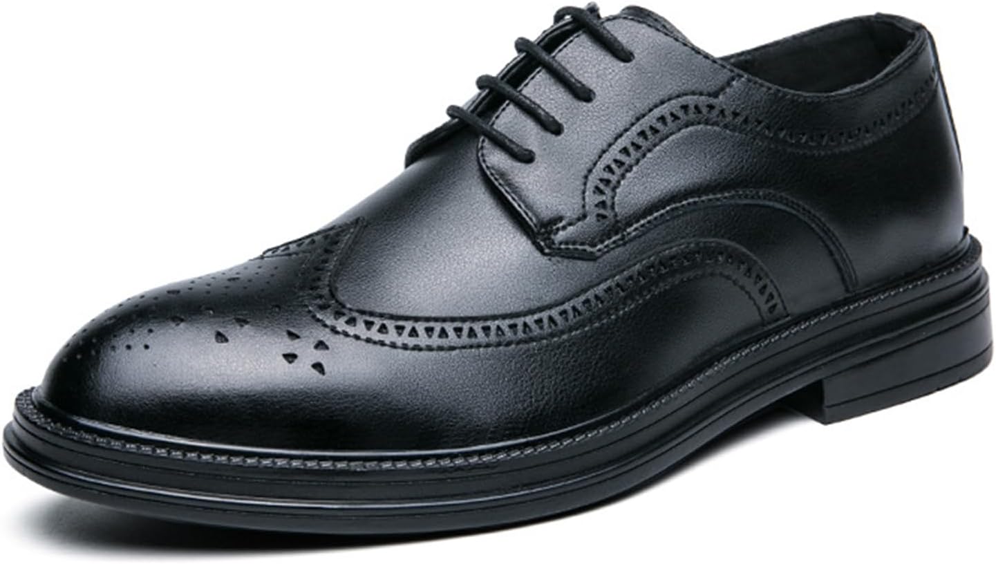 

Мужские кожаные оксфорды на шнурках, классические броги с крылышками, двухцветные, модные перфорированные с круглым носком, высококачественные туфли для вечеринок Galonfulty, черный