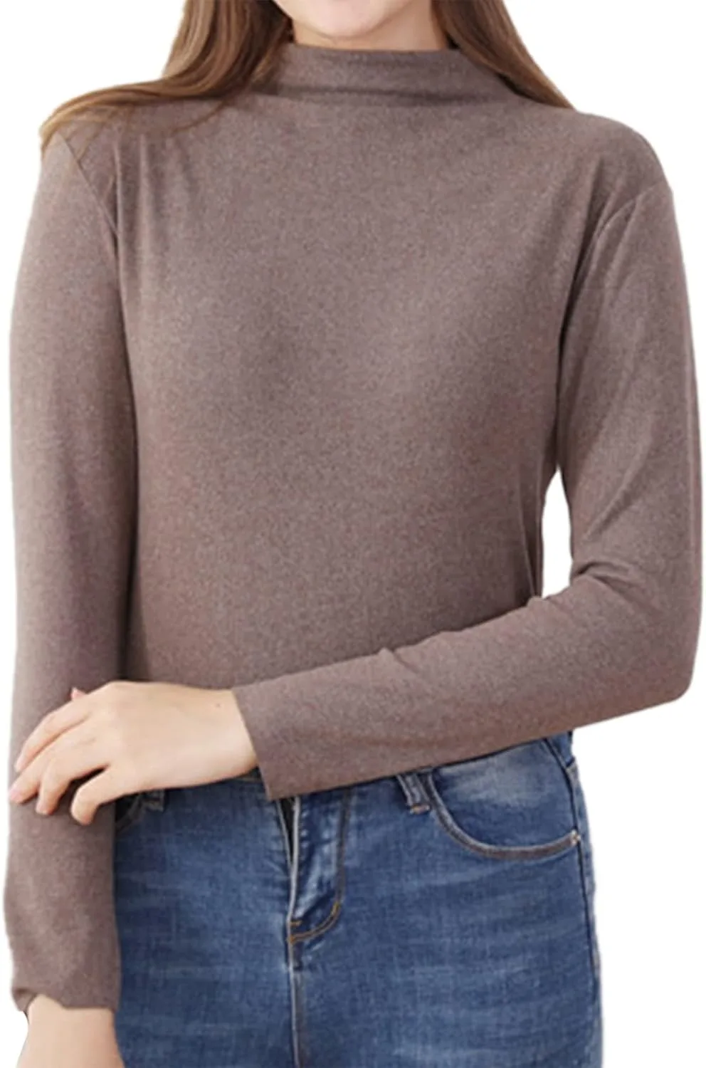 

Женская базовая футболка Yeahdor с высоким воротником