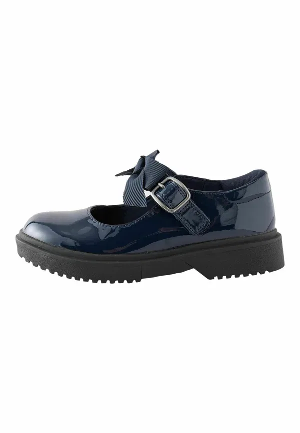 Туфли-лодочки Next, Wide fit (g) fit bow chunky mary jane school shoes . ankle strap ballet pumps, лакированные темно-синие