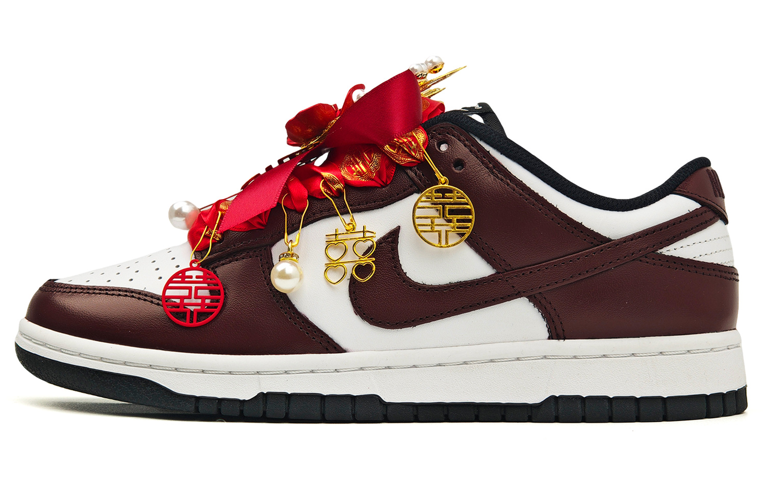 Nike Свадебные туфли Dunk, с эффектом трепета в сердце, модные, износостойкие, нескользящие, низкие, унисекс, красные — фото 3