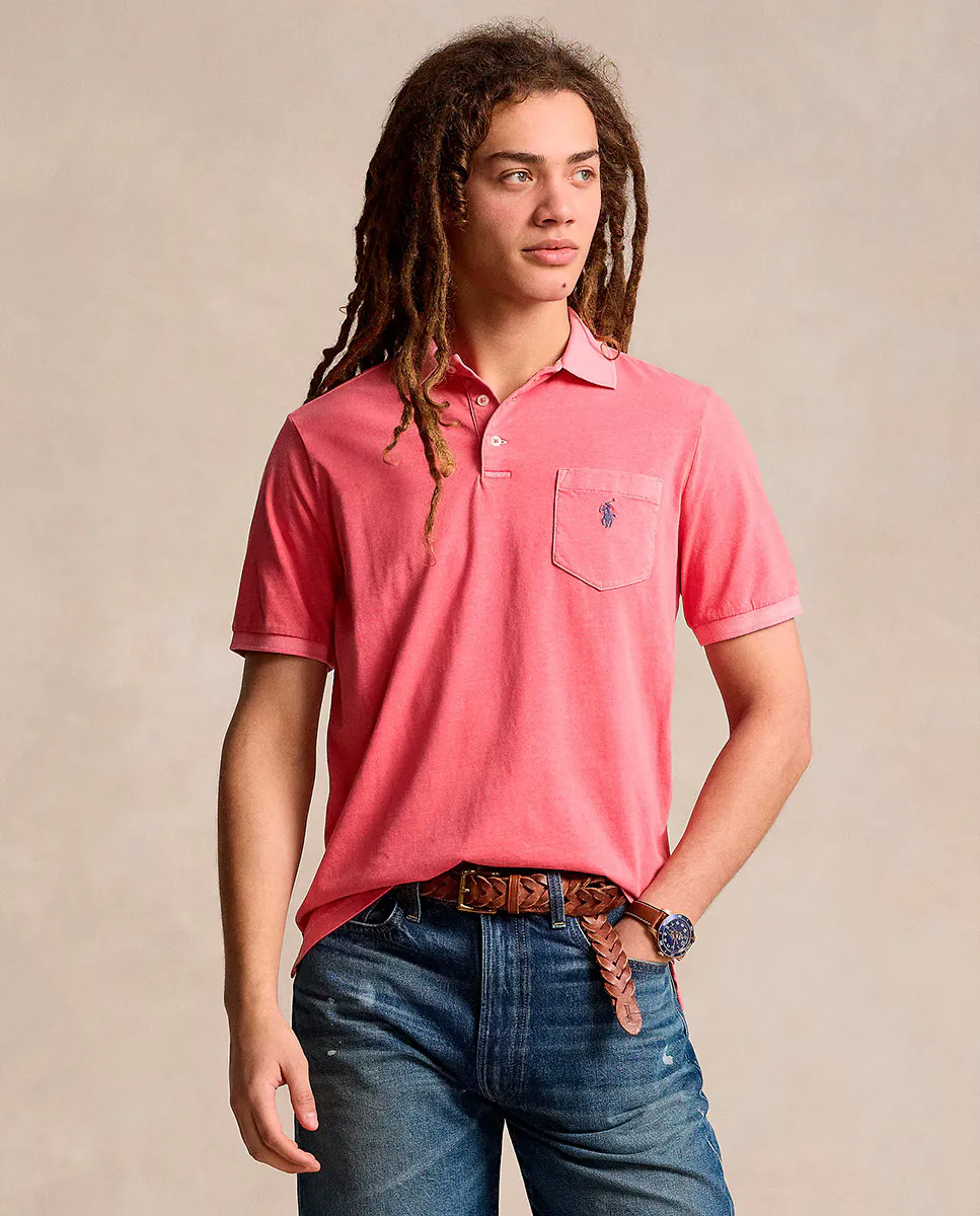 

Мужская рубашка-поло классического кроя из хлопкового трикотажа Polo Ralph Lauren, коралловый/красный
