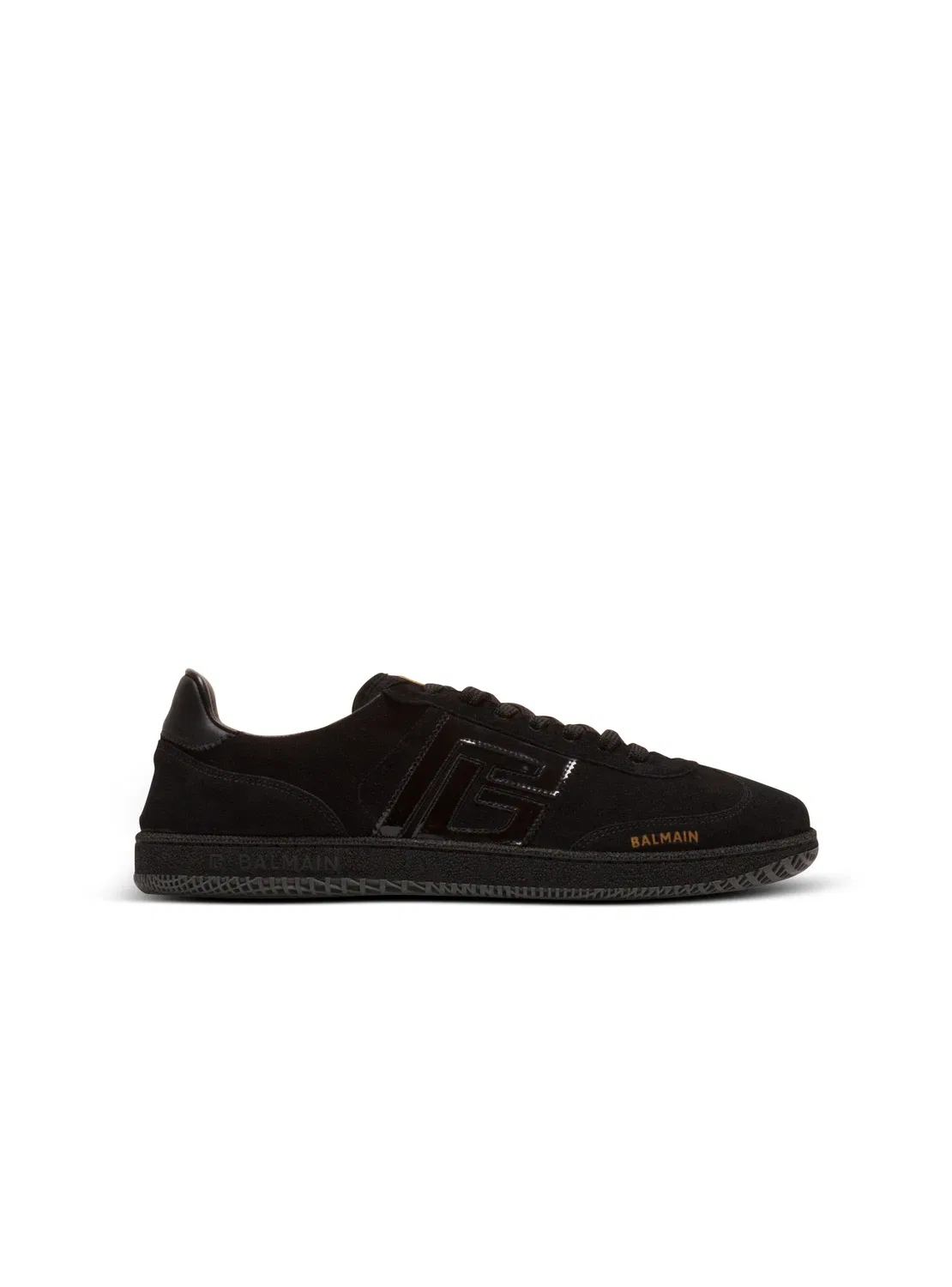 Кроссовки BALMAIN Swan из замши и лакированной кожи, черный
