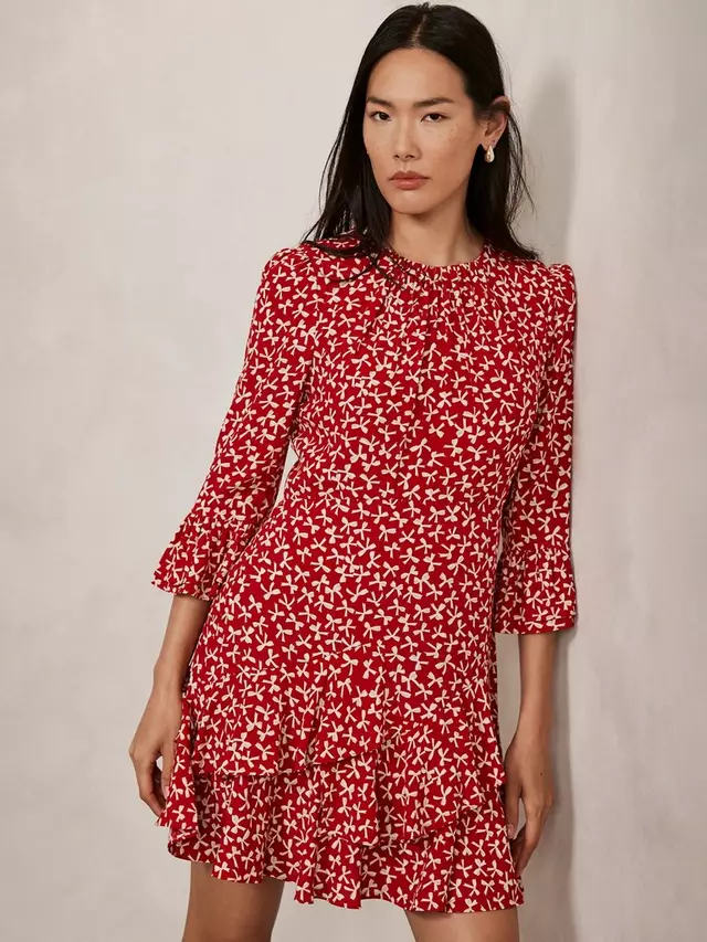 

Платье Mint Velvet Bow Print Mini, цвет red/cream