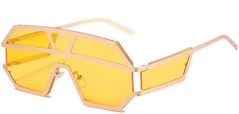 

Женские солнцезащитные очки без оправы из сплава, модные, большие, цельные, мужские солнцезащитные очки в стиле ретро, ​​черные и коричневые цвета MTZJH, C8gold-yelloe