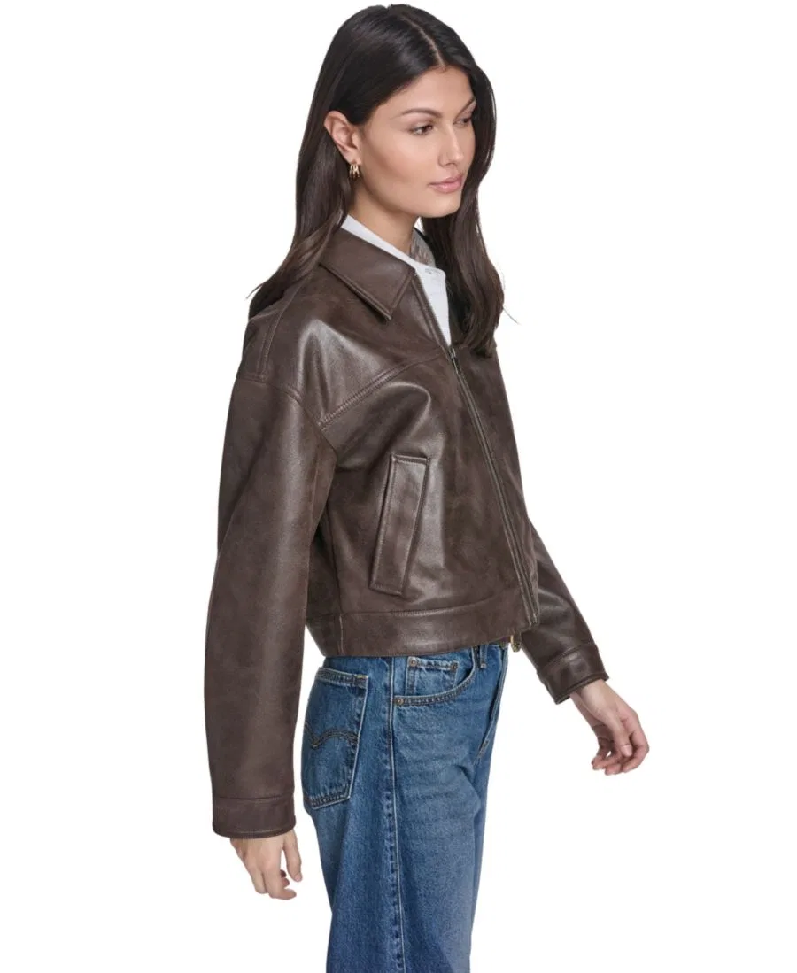 Женская куртка из искусственной замши свободного кроя на молнии спереди Levi'S, коричневый — фото 4