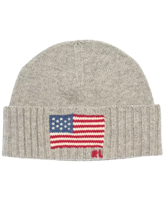 

Мужская шапка-бини с флагом Polo Ralph Lauren, серый