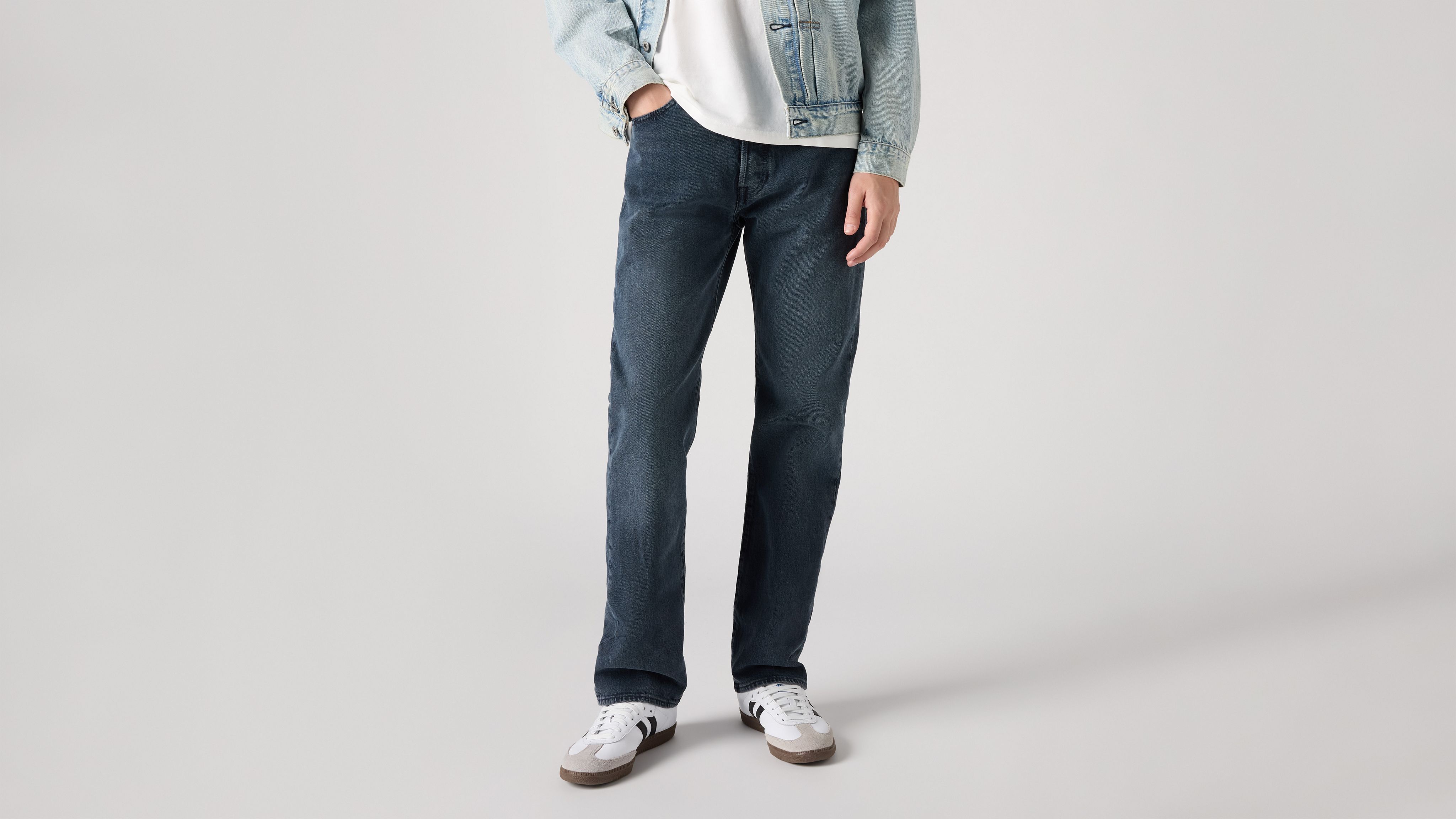Мужские джинсы 501 Original Fit Levi's, Blue Black - Dark Wash - Stretch — фото 2