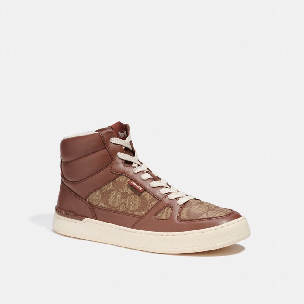 

Кроссовки COACH Clip Court High Top, цвет Saddle