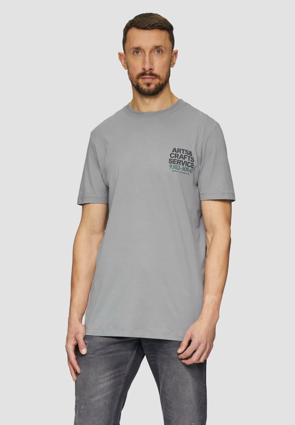 

Футболка с принтом MIT CREW NECK s.Oliver, серый