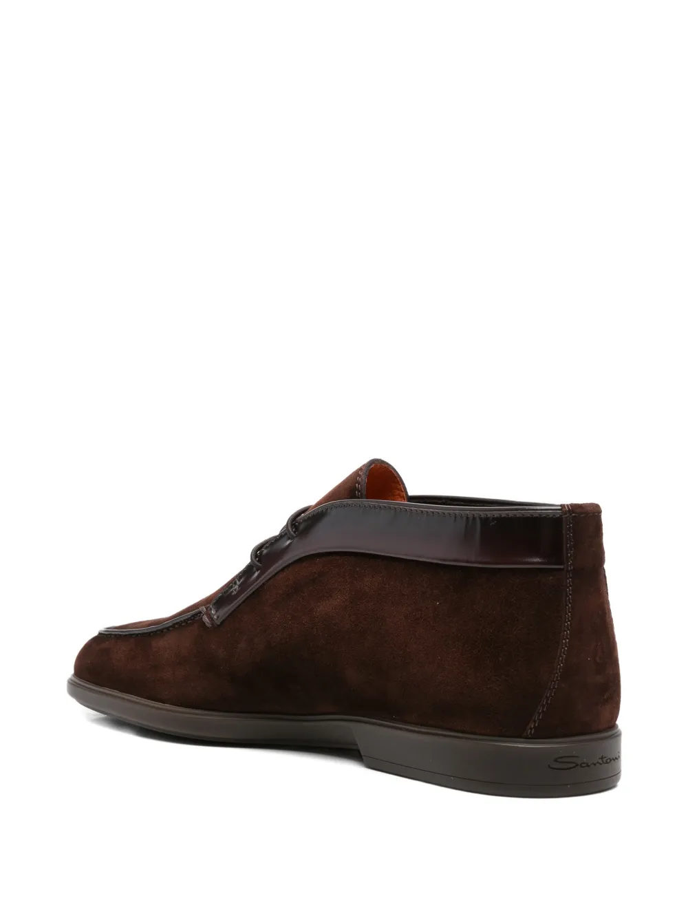 Замшевые ботинки дезерты на шнуровке Santoni, коричневый — фото 3
