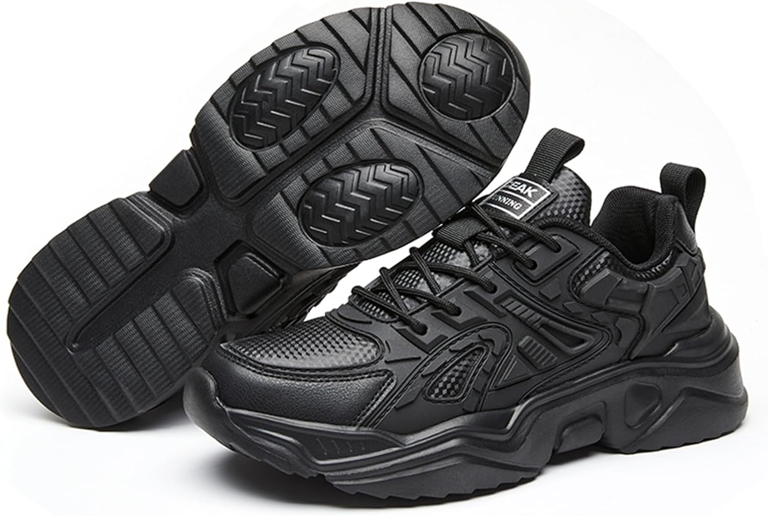 

Мужские кожаные кроссовки с круглым носком и шнуровкой, модные, повседневные, с нескользящей подошвой и легкой амортизацией, подходят для езды на велосипеде, прогулок и занятий спортом на открытом воздухе Igzbibg, черный