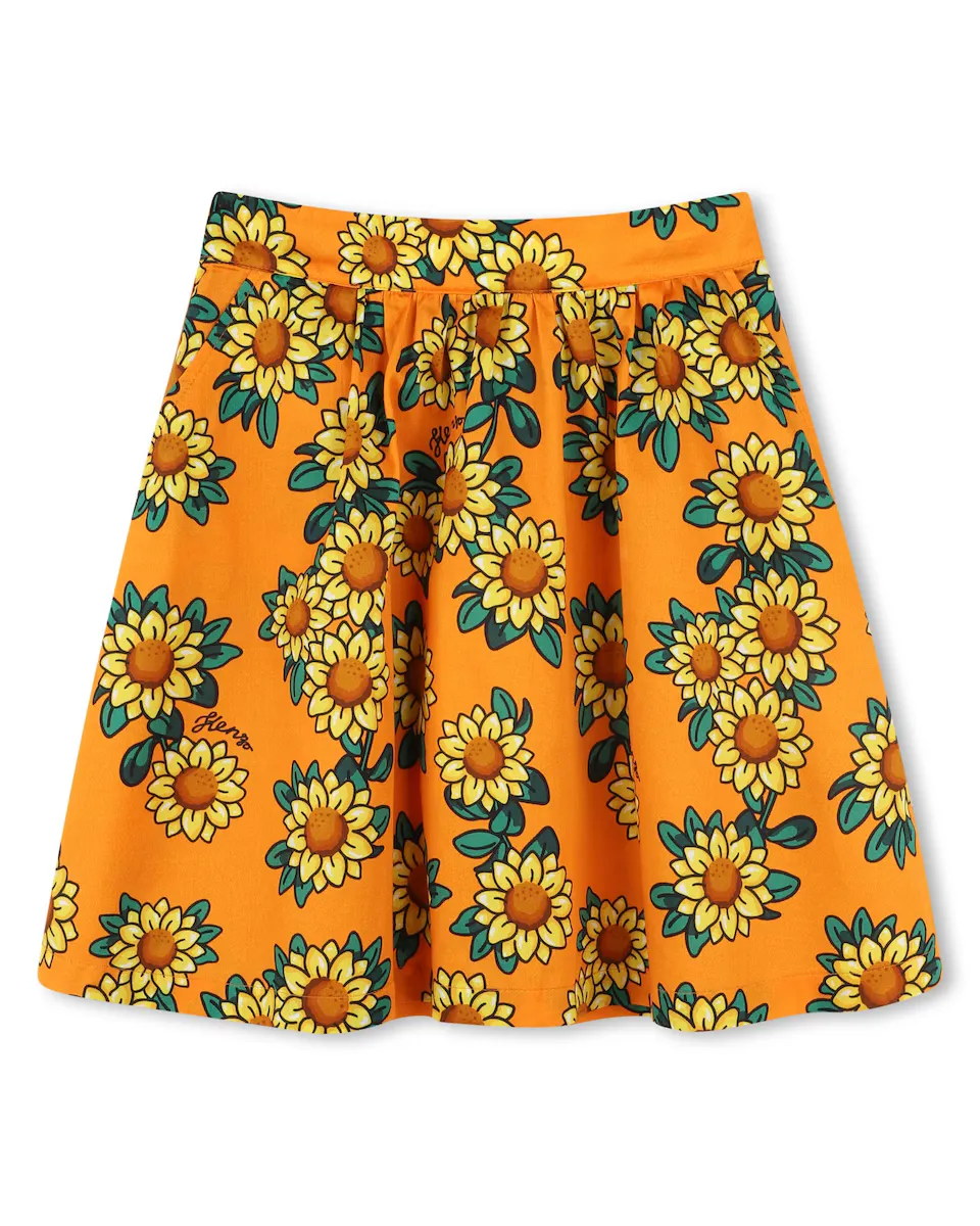 

Юбка для девочки из оранжевого хлопка Kenzo Kids, оранжевый