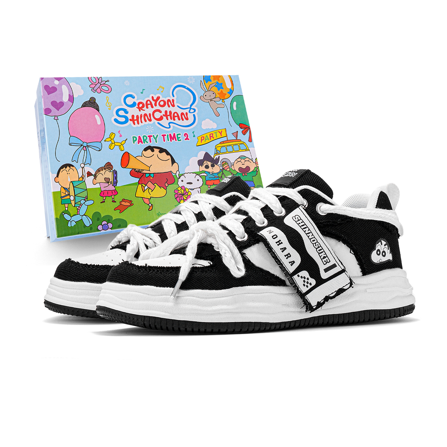 

Crayon Shinchan Мужские скейтерские кроссовки черно-белые, цвет Black & White