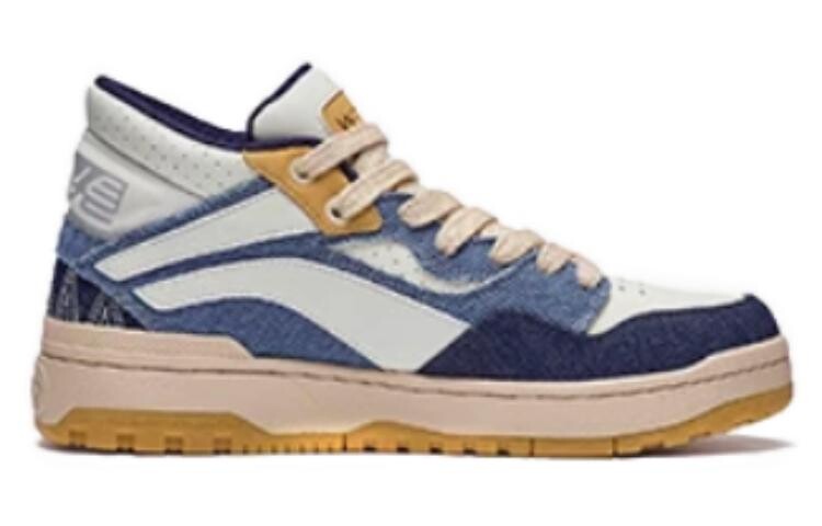 Кроссовки LINING Skateboarding Shoes Men Low-top Off-white/light Blue Denim/dark Blue Denim, белый/голубой — фото 2