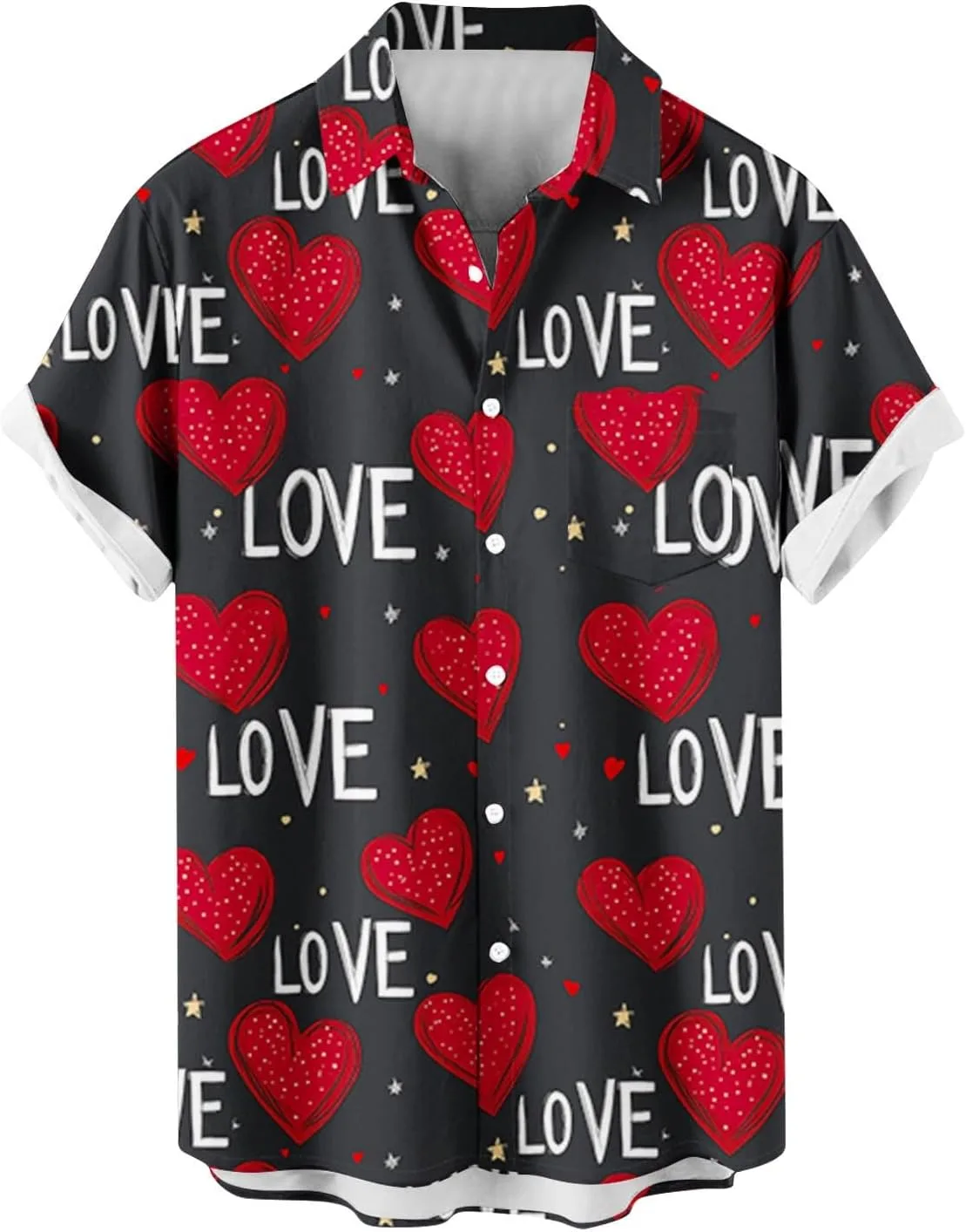 

Мужская футболка Funny Valentines Day с принтом в виде сердца и отложным воротником