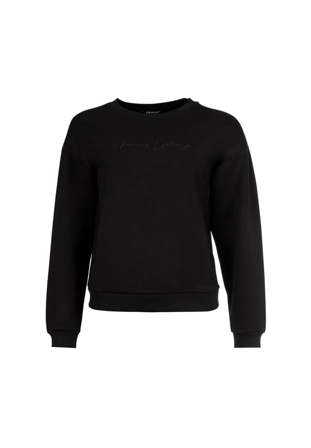 

Толстовка с круглым вырезом и вышитым логотипом из микса материалов Armani Exchange, черный