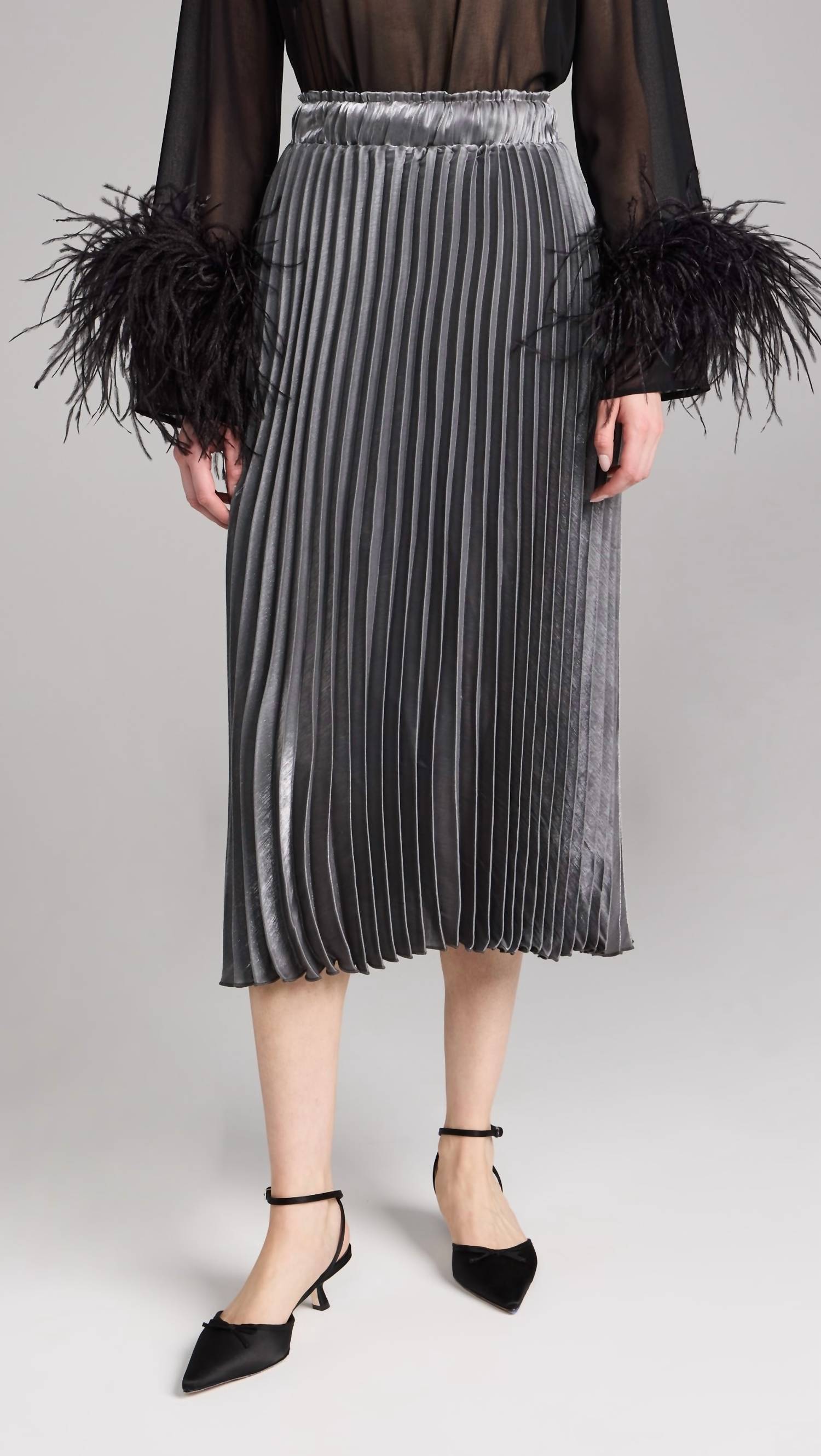 

Юбка Mona Midi в цвете металлик-серебристый En Saison, цвет metallic silver