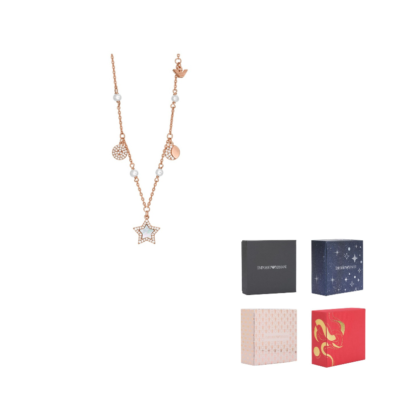 

EMPORIO ARMANI Ожерелье из латуни с розовым золотым покрытием Station