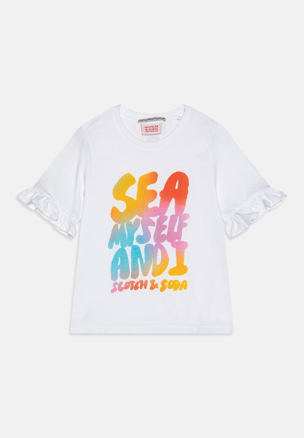 

Футболка с принтом RUFFLE DETAIL REGULAR FIT Scotch & Soda, цвет white