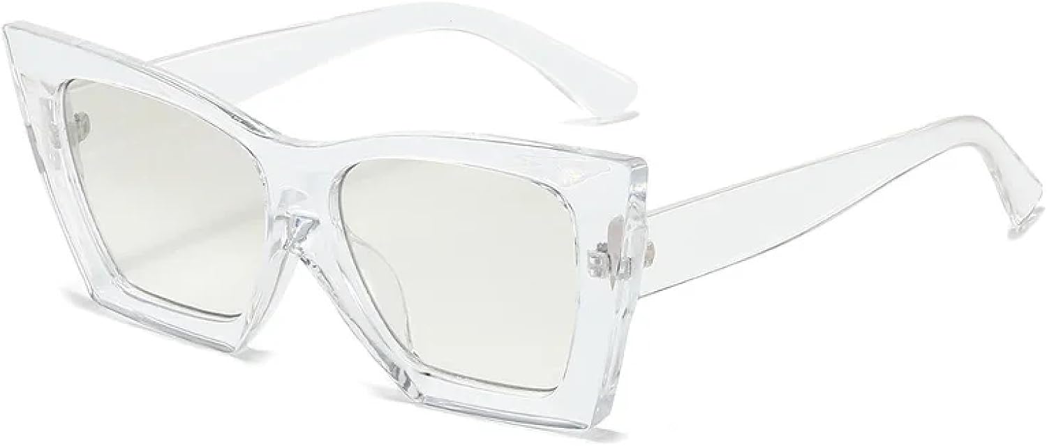 

Модные солнцезащитные очки «кошачий глаз» для женщин, ретро-стиль, желейные, трендовые оттенки, защита от УФ-излучения UV400, женские солнцезащитные очки HHZZYVY, Clear-lightsilver