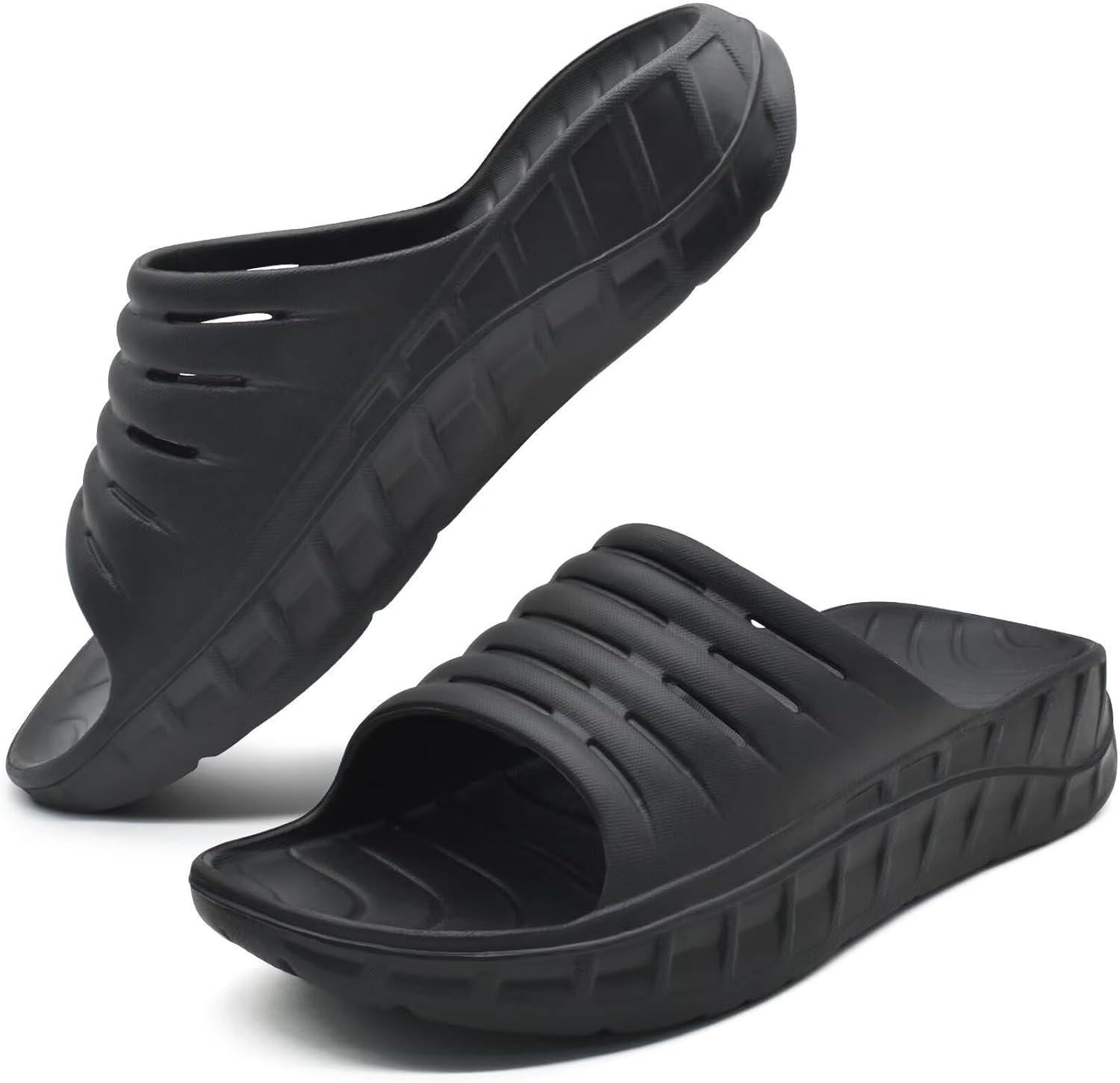 

Мужские спортивные сандалии для восстановления GPOS, с поддержкой при подошвенном фасците, с толстой амортизацией, легкие комфортные ортопедические шлепанцы, черный