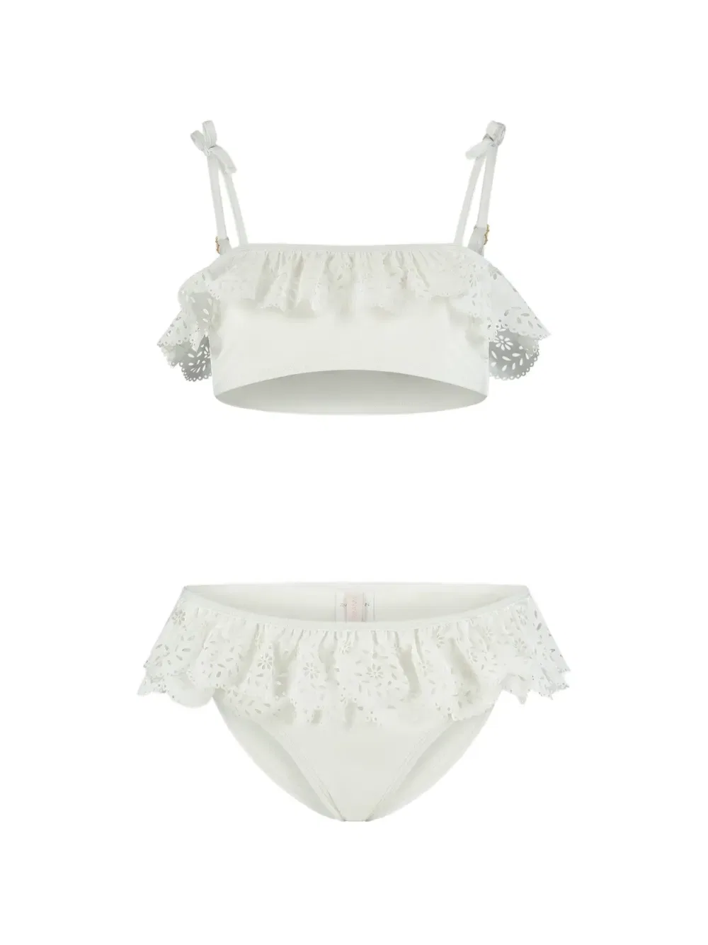 Бикини Indra английской вышивки с оборками Zimmermann Kids, белый