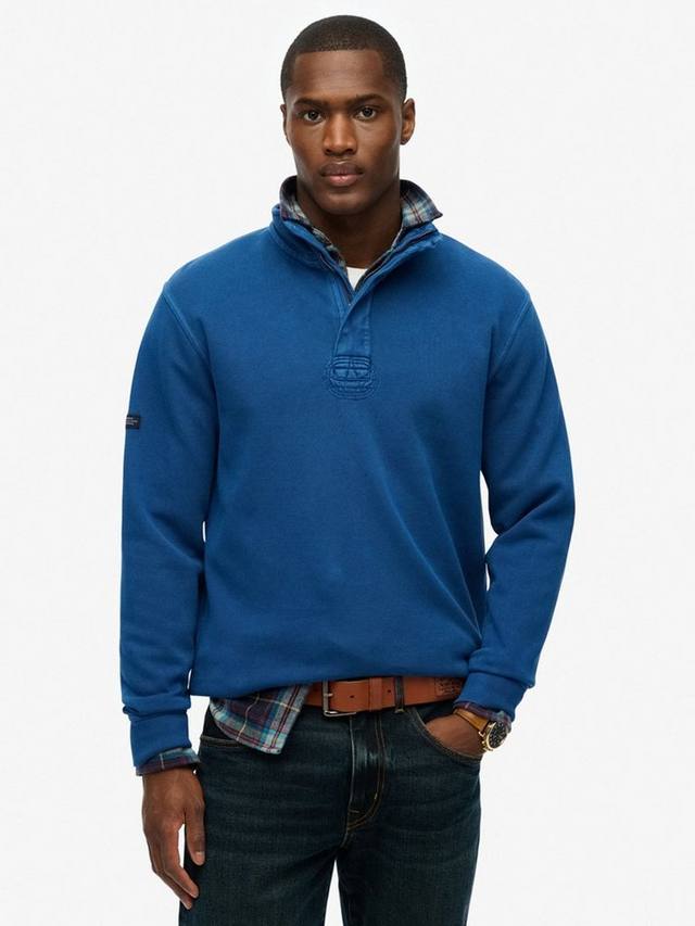 

Классический хлопковый пике хенли джемпер Superdry, Washed Blue