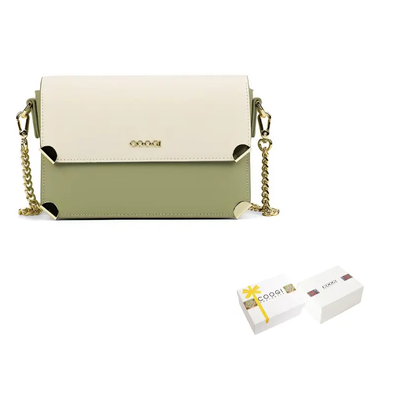 

COOGI Сумка из натуральной кожи через плечо среднего размера, Matcha Green