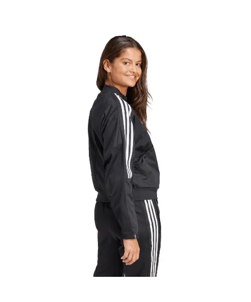 Трек-куртка женская adidas Tiro из смесовых материалов, чёрная — фото 2