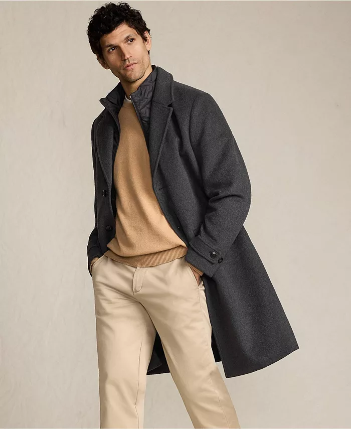 

Мужское пальто из шерстяной смеси Lands' End, черный