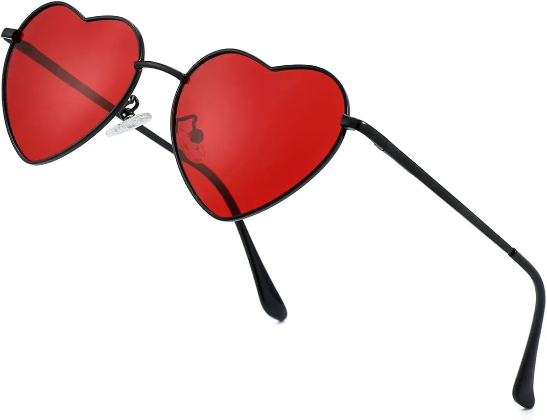 

Женские поляризованные солнцезащитные очки JOVAKIT в форме сердца, модный стиль, металлическая оправа, линзы с защитой от УФ-излучения UV400, B6 Black/Red