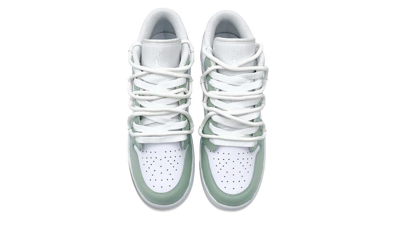 Кроссовки Air Jordan 1 Skateboarding Shoes Women's Low-top Green/White, желтый — фото 4