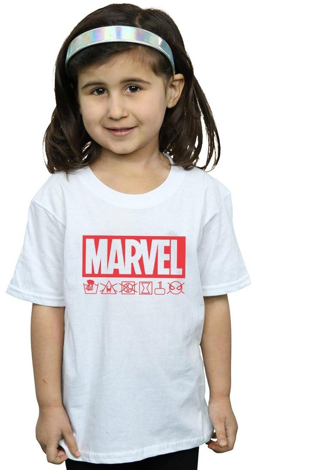 

Хлопковая футболка с логотипом Wash Care Marvel, белый
