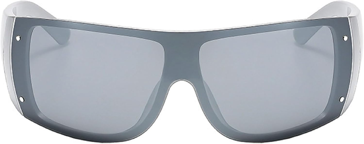 

Женские солнцезащитные очки обтекаемой формы, большие цельные солнцезащитные очки, модный стиль для занятий спортом на открытом воздухе, ветрозащитные очки mincl, Silver