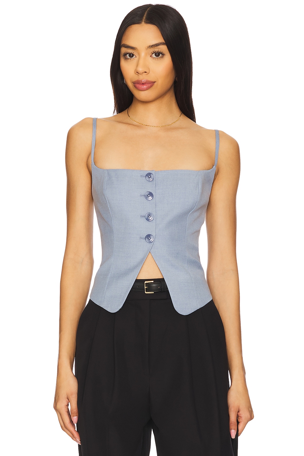 

Твилловый костюмный топ Good American, crosshatch blue001